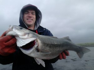 Darren with his first ever sea bass.
