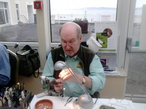 Chris Sandford on fly tiers row.