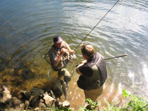 Maury after landing a nice autumn fish on the Blackwater